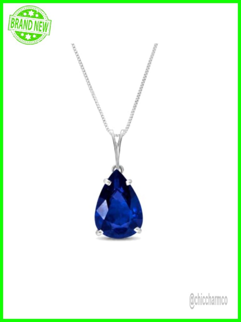 14K Solid Gold Natural Teardrop Sapphire Pendant Necklace